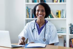 Smiling African-American medical professional